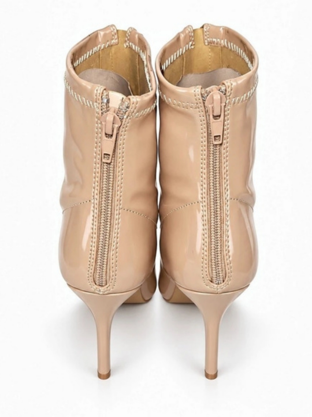 New Pointed-Toe Patent Ankle Boots in Pink/Beige - Picture 3 of 6